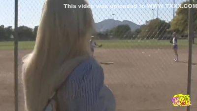 Baseball Chicks Get Seduced And Picked Up By The Lez Blonde That Craves A Threesome - hotmovs.com