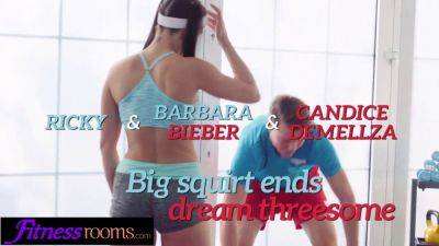 Candice Demellza & Barbara Bieber in hot gym threesome with squirting MFFs - sexu.com - Czech Republic - Romania