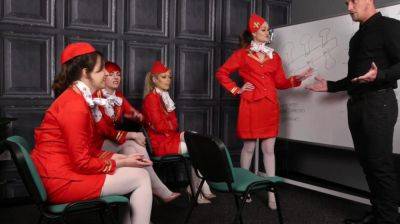 CFNM stewardesses suck in group blowjob - drtuber.com