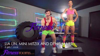 Lia Lin & mini Mitzix take on Denis Marti in a hot threesome gym session - sexu.com - Russia - Czech Republic