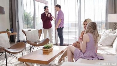 Tommy Pistol - Robby Echo - Horny Hotwife Scarlett Sage Swaps Husbands with Bestie Carlita Ray for Wild Group Fuck - Blonde MILF Threesome - porntry.com - Britain