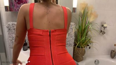 After the disco, a woman in a tight red dress exposes herself in the bathroom - yesvids.com