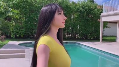 Youthful brunette in yellow top visits stepbrother for a secret home encounter - yesvids.com