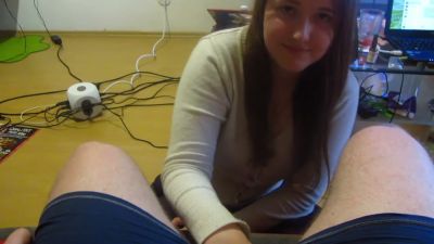 POV brunette teases with handjob before deep throat and messy facial - yesvids.com - Germany