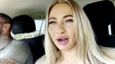Tattooed blonde moves from car seat to grass for intense oral and handjob - yesvids.com