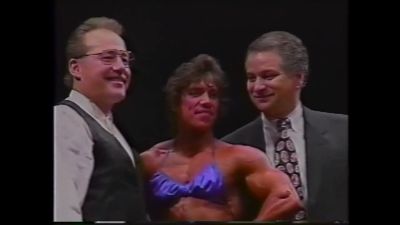 Danielle Leroy strikes a pose on stage at the 1994 NPC USA Nationals - yesvids.com - Usa